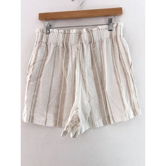 Madewell Linen-Blend Pull-On Paperbag Shorts Small Boho Beach Breezy Nautical - Picture 5 of 8